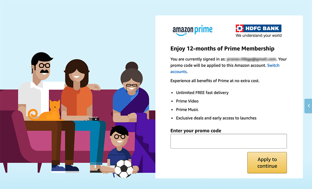 HDFC Diners Club Black Amazon Prime Redemption Page